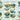 Nature-themed stickers with landscapes and trees on a grid background