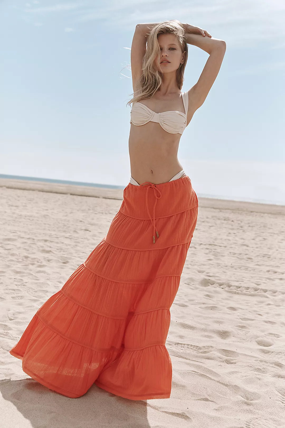 Womens Loved By The Sun Midi Skirt Orange  Vrg Grl Midi&Maxi Skirts »  Wotts Productions