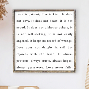 Love Is Patient Wooden Sign