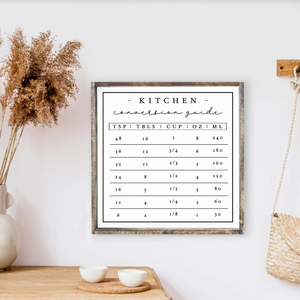 Kitchen Conversion Guide Wooden Sign