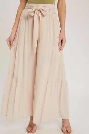 Tiered Flowy Long Wide-Leg Pant