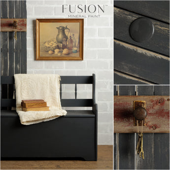 Fusion Mineral Paint is non-toxic, lead free with zero VOCs.  It has a built in top coat, easy to apply with a smooth matte finish.  Visit us on Main Street in Uxbridge, Ontario.