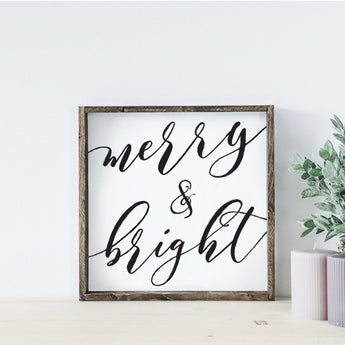 Merry & Bright | Wooden Sign