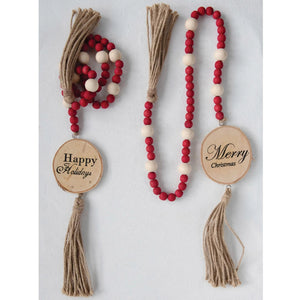 Paulownia Wood Bead Garland with Saying