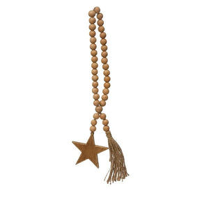 Wood Beads With Jute Tassel